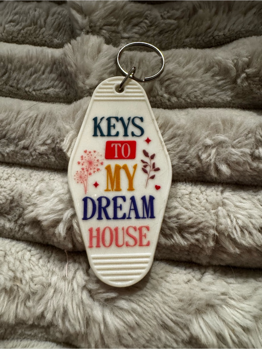 Keys to My Dream House Hotel Keychain - Cream with Multicolor Lettering